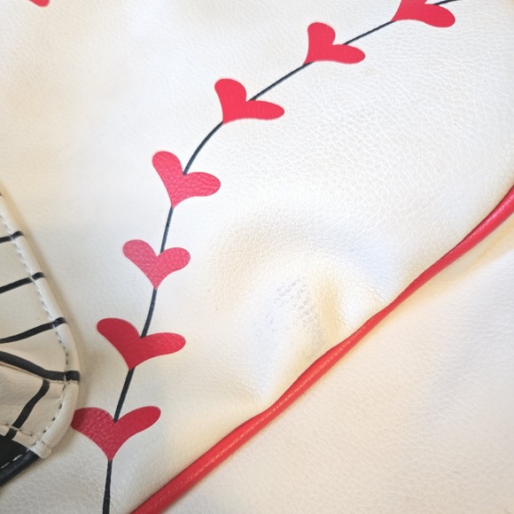 Betsey Johnson Baseball Themed Backpack With Glove Keychain GUC - Picture 4 of 6